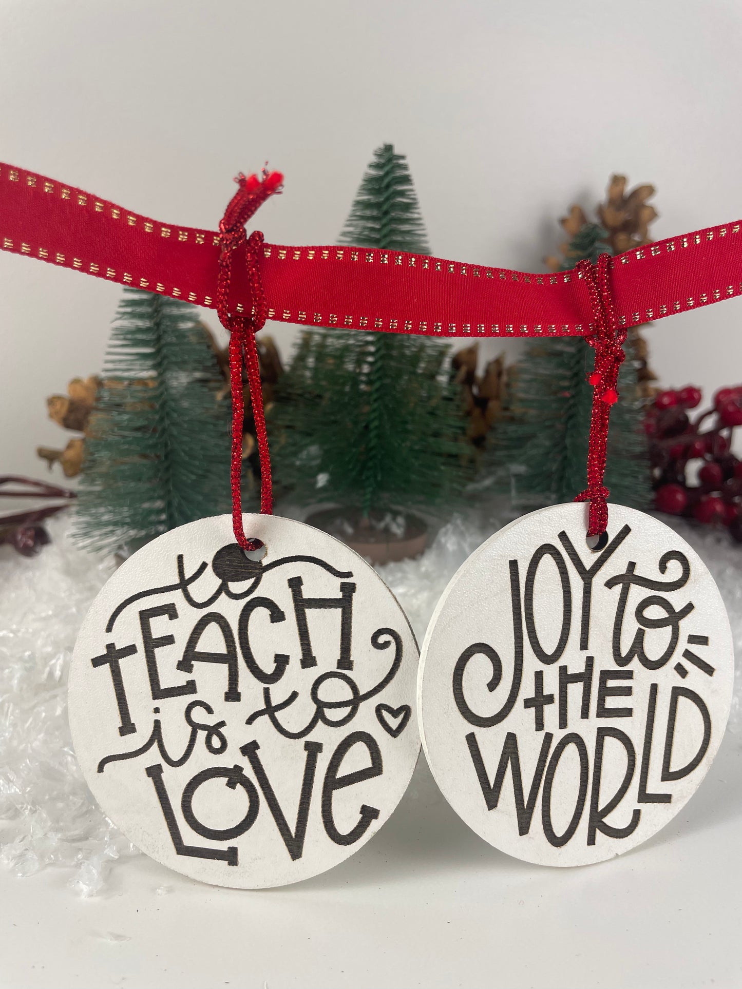 White Hand Lettered Ornaments