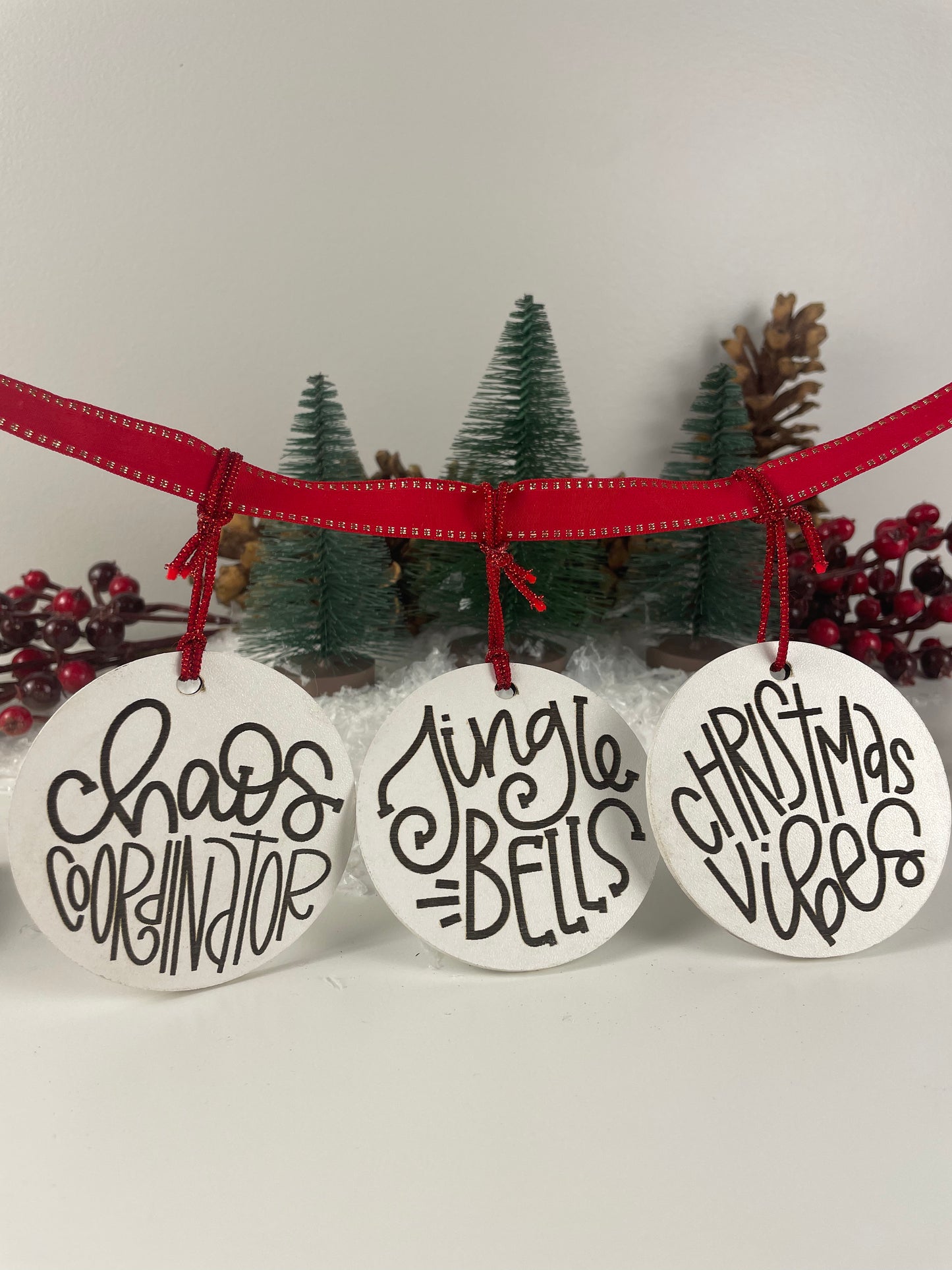 White Hand Lettered Ornaments