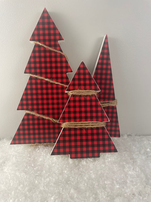 Wooden Pattern Christmas Trees & Stars