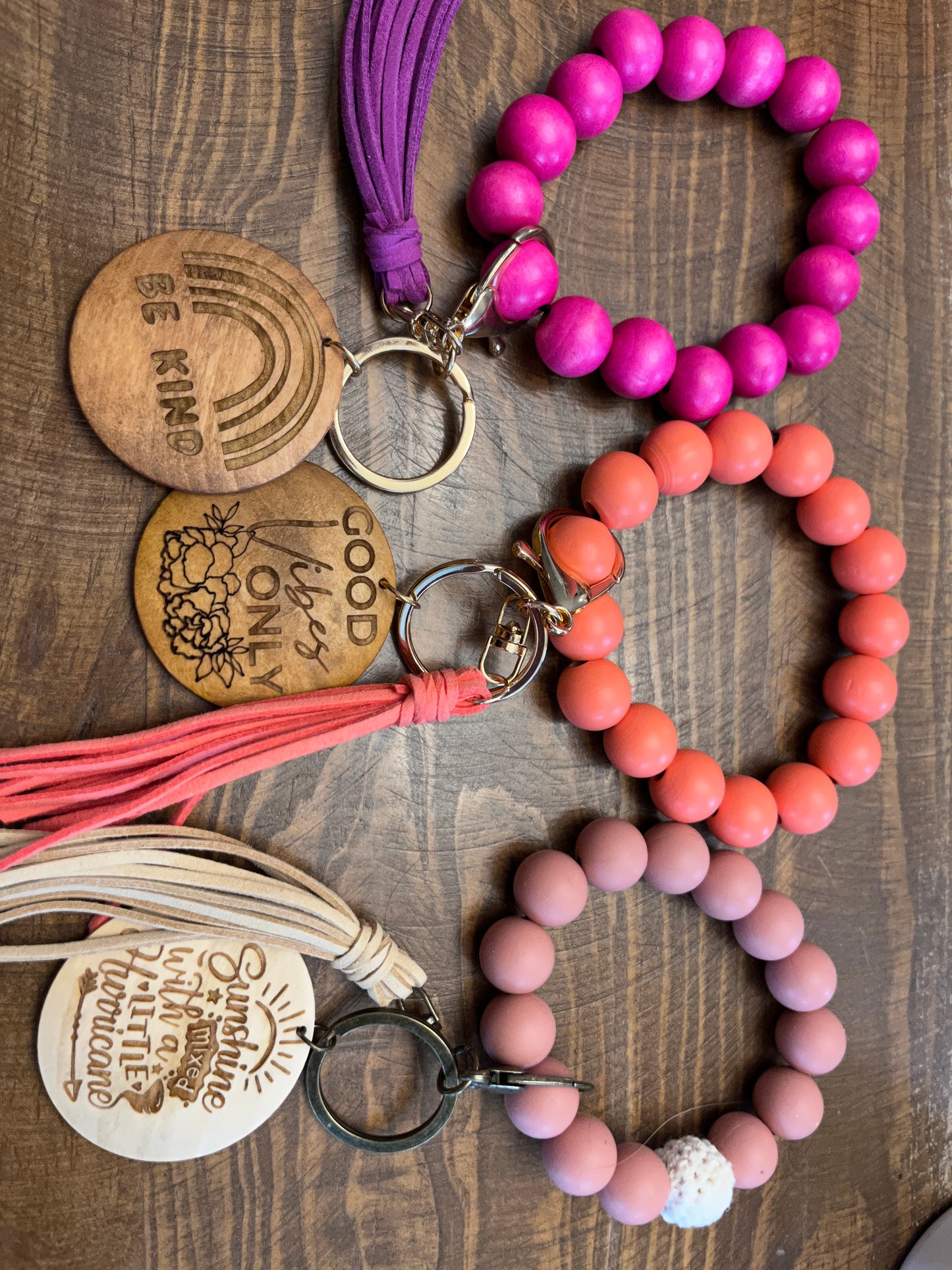 Wooden Bead Wristlets Keychain - Summer Vibes
