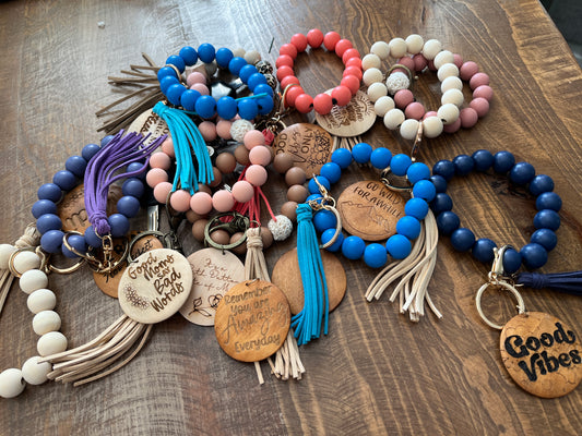 Wooden Bead Wristlets Keychain - Summer Vibes